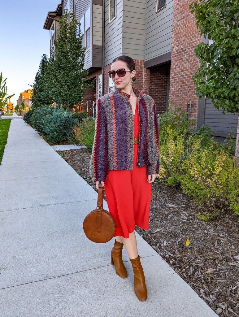 \"shoulder-pads-thrifted-outerwear-circle-purse-mid-calf-boots\"
